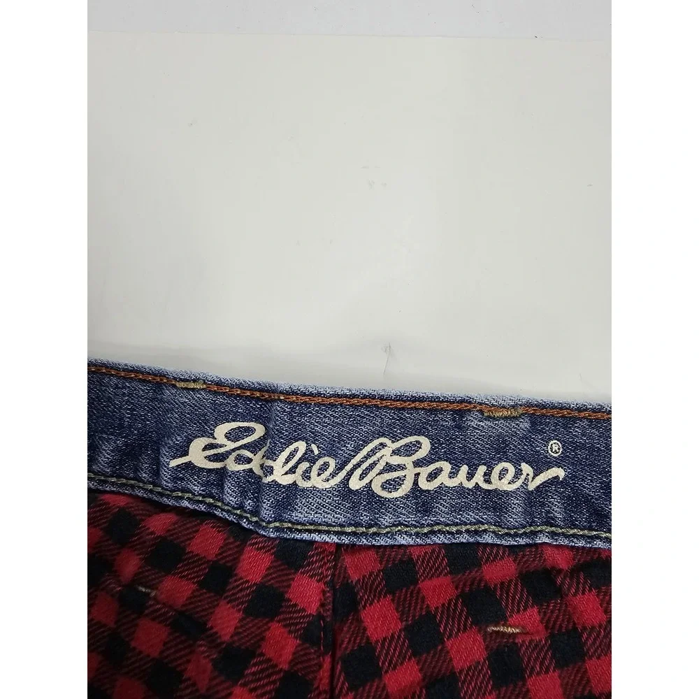 Eddie Bauer Womens Fleece Lined‎ Jeans 14 Dark Wash Winter Warm Straight Leg